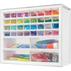 imageIRIS USA Screw Tool Organizer Small Parts Cabinet Chest 36Drawer Hardware Electronics Nuts Bolts Storage Drawers Organization Toolbox Garage Craft Business Teacher Beads Scrapbook Art Hobby  White36 Drawer
