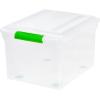 imageIRIS USA File Box File Organizer w Hinged Split Latching Lid for LetterLegal File Water Resistant Document Box BPAFree Plastic Storage Bin Tote Organizer Stackable Nestable Pearl 44 Qt 5PackClearGreen  4 Pack