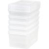 imageIRIS USA File Box File Organizer w Hinged Split Latching Lid for LetterLegal File Water Resistant Document Box BPAFree Plastic Storage Bin Tote Organizer Stackable Nestable Pearl 44 Qt 5PackWing Lid  5 Pack