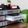 imageIRIS USA Plastic Desk Top 3Drawer Storage Organizer with Paper Tray Top 1Pack for Makeup Vanity Nail Polish Bathroom Stationery Art Craft Supplies Kitchen Office Garage Organization Medium BlackBlack