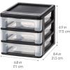 imageIRIS USA Plastic Desk Top 3Drawer Storage Organizer with Paper Tray Top 1Pack for Makeup Vanity Nail Polish Bathroom Stationery Art Craft Supplies Kitchen Office Garage Organization Medium BlackBlack