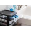 imageIRIS USA Plastic Desk Top 3Drawer Storage Organizer with Paper Tray Top 1Pack for Makeup Vanity Nail Polish Bathroom Stationery Art Craft Supplies Kitchen Office Garage Organization Medium BlackBlack
