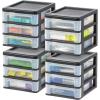 imageIRIS USA Plastic Desk Top 3Drawer Storage Organizer with Paper Tray Top 1Pack for Makeup Vanity Nail Polish Bathroom Stationery Art Craft Supplies Kitchen Office Garage Organization Medium BlackBlack