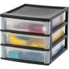 imageIRIS USA Plastic Desk Top 3Drawer Storage Organizer with Paper Tray Top 1Pack for Makeup Vanity Nail Polish Bathroom Stationery Art Craft Supplies Kitchen Office Garage Organization Medium BlackBlack