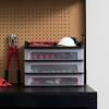 imageIRIS USA Plastic Desk Top 3Drawer Storage Organizer with Paper Tray Top 1Pack for Makeup Vanity Nail Polish Bathroom Stationery Art Craft Supplies Kitchen Office Garage Organization Medium BlackBlack