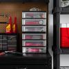 imageIRIS USA Plastic Desk Top 3Drawer Storage Organizer with Paper Tray Top 1Pack for Makeup Vanity Nail Polish Bathroom Stationery Art Craft Supplies Kitchen Office Garage Organization Medium BlackBlack