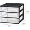 imageIRIS USA Plastic Desk Top 3Drawer Storage Organizer with Paper Tray Top 1Pack for Makeup Vanity Nail Polish Bathroom Stationery Art Craft Supplies Kitchen Office Garage Organization Medium BlackBlack