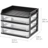 imageIRIS USA Plastic Desk Top 3Drawer Storage Organizer with Paper Tray Top 1Pack for Makeup Vanity Nail Polish Bathroom Stationery Art Craft Supplies Kitchen Office Garage Organization Medium BlackBlack