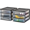 imageIRIS USA Plastic Desk Top 3Drawer Storage Organizer with Paper Tray Top 1Pack for Makeup Vanity Nail Polish Bathroom Stationery Art Craft Supplies Kitchen Office Garage Organization Medium BlackBlack