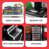 imageIRIS USA Plastic Desk Top 3Drawer Storage Organizer with Paper Tray Top 1Pack for Makeup Vanity Nail Polish Bathroom Stationery Art Craft Supplies Kitchen Office Garage Organization Medium BlackBlack