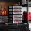 imageIRIS USA Plastic Desk Top 3Drawer Storage Organizer with Paper Tray Top 1Pack for Makeup Vanity Nail Polish Bathroom Stationery Art Craft Supplies Kitchen Office Garage Organization Medium BlackBlack