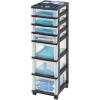 imageIRIS USA Plastic Drawer Storage Organizer Rolling Cart with Wheels Casters 10Drawers for Classroom Art Craft Supplies Dresser Closet Bathroom Dorm Bedroom Laundry Room BlackClearBlack