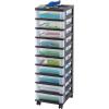 imageIRIS USA Plastic Drawer Storage Organizer Rolling Cart with Wheels Casters 10Drawers for Classroom Art Craft Supplies Dresser Closet Bathroom Dorm Bedroom Laundry Room BlackClearBlack