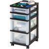 imageIRIS USA Plastic Drawer Storage Organizer Rolling Cart with Wheels Casters 10Drawers for Classroom Art Craft Supplies Dresser Closet Bathroom Dorm Bedroom Laundry Room BlackClearBlack