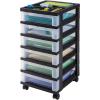 imageIRIS USA Plastic Drawer Storage Organizer Rolling Cart with Wheels Casters 10Drawers for Classroom Art Craft Supplies Dresser Closet Bathroom Dorm Bedroom Laundry Room BlackClearBlack