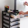 imageIRIS USA Plastic Drawer Storage Organizer Rolling Cart with Wheels Casters 10Drawers for Classroom Art Craft Supplies Dresser Closet Bathroom Dorm Bedroom Laundry Room BlackClearBlack