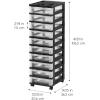 imageIRIS USA Plastic Drawer Storage Organizer Rolling Cart with Wheels Casters 10Drawers for Classroom Art Craft Supplies Dresser Closet Bathroom Dorm Bedroom Laundry Room BlackClearBlack