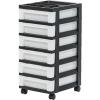 imageIRIS USA Plastic Drawer Storage Organizer Rolling Cart with Wheels Casters 6Drawers for Classroom Art Craft Supplies Dresser Closet Bathroom Dorm Bedroom Laundry Room BlackPearlSingle