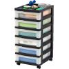 imageIRIS USA Plastic Drawer Storage Organizer Rolling Cart with Wheels Casters 6Drawers for Classroom Art Craft Supplies Dresser Closet Bathroom Dorm Bedroom Laundry Room BlackPearlSingle