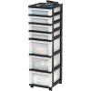 imageIRIS USA Plastic Drawer Storage Organizer Rolling Cart with Wheels Casters 6Drawers for Classroom Art Craft Supplies Dresser Closet Bathroom Dorm Bedroom Laundry Room BlackPearlSingle