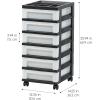 imageIRIS USA Plastic Drawer Storage Organizer Rolling Cart with Wheels Casters 6Drawers for Classroom Art Craft Supplies Dresser Closet Bathroom Dorm Bedroom Laundry Room BlackPearlSingle