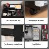 imageIRIS USA Plastic Drawer Storage Organizer Rolling Cart with Wheels Casters 6Drawers for Classroom Art Craft Supplies Dresser Closet Bathroom Dorm Bedroom Laundry Room BlackPearlSingle