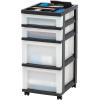 imageIRIS USA Plastic Drawer Storage Organizer Rolling Cart with Wheels Casters 6Drawers for Classroom Art Craft Supplies Dresser Closet Bathroom Dorm Bedroom Laundry Room BlackPearlSingle