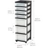 imageIRIS USA Plastic Drawer Storage Organizer Rolling Cart with Wheels Casters 6Drawers for Classroom Art Craft Supplies Dresser Closet Bathroom Dorm Bedroom Laundry Room BlackPearlSingle
