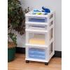 imageIRIS USA Plastic Drawer Storage Organizer Rolling Cart with Wheels Casters 7Drawers for Classroom Art Craft Supplies Dresser Closet Bathroom Dorm Bedroom Laundry Room WhiteClear4 Drawer