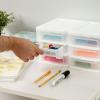 imageIRIS USA Plastic Stacking Desk Top 3Drawer Storage Organizer 4Pack for Makep Vanity Nail Polish Bathroom Stationery Art Craft Supplies Kitchen Office Garage and Small Organization Small WhiteSmall