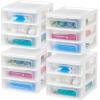 imageIRIS USA Plastic Stacking Desk Top 3Drawer Storage Organizer 4Pack for Makep Vanity Nail Polish Bathroom Stationery Art Craft Supplies Kitchen Office Garage and Small Organization Small WhiteSmall