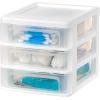 imageIRIS USA Plastic Stacking Desk Top 3Drawer Storage Organizer 4Pack for Makep Vanity Nail Polish Bathroom Stationery Art Craft Supplies Kitchen Office Garage and Small Organization Small WhiteSmall