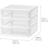 imageIRIS USA Plastic Stacking Desk Top 3Drawer Storage Organizer 4Pack for Makep Vanity Nail Polish Bathroom Stationery Art Craft Supplies Kitchen Office Garage and Small Organization Small WhiteMedium Pack of 2