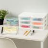 imageIRIS USA Plastic Stacking Desk Top 3Drawer Storage Organizer 4Pack for Makep Vanity Nail Polish Bathroom Stationery Art Craft Supplies Kitchen Office Garage and Small Organization Small WhiteSmall