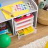 imageIRIS USA Plastic Stacking Desk Top 3Drawer Storage Organizer 4Pack for Makep Vanity Nail Polish Bathroom Stationery Art Craft Supplies Kitchen Office Garage and Small Organization Small WhiteMedium Pack of 2
