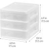 imageIRIS USA Plastic Stacking Desk Top 3Drawer Storage Organizer 4Pack for Makep Vanity Nail Polish Bathroom Stationery Art Craft Supplies Kitchen Office Garage and Small Organization Small WhiteSmall