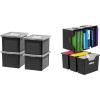 imageIRIS USA 35 Qt Plastic File Box with Lid File Organizer for LetterLegal File 4 Pack Black  Medium Portable Desktop File Box with Open Lid for Letter Size Hanging File Folders 6 Pack BlackFile Box with Lid  Medium Open Lid  BlackBlack