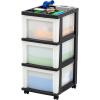 imageIRIS USA Plastic Drawer Storage Organizer Rolling Cart with Wheels Casters 6Drawers for Classroom Art Craft Supplies Dresser Closet Bathroom Dorm Bedroom Laundry Room BlackPearlSingle