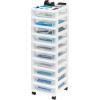 imageIRIS USA Plastic Drawer Storage Organizer Rolling Cart with Wheels Casters 7Drawers for Classroom Art Craft Supplies Dresser Closet Bathroom Dorm Bedroom Laundry Room WhiteClear10 Drawer
