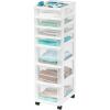 imageIRIS USA Plastic Drawer Storage Organizer Rolling Cart with Wheels Casters 7Drawers for Classroom Art Craft Supplies Dresser Closet Bathroom Dorm Bedroom Laundry Room WhiteClear7 Drawer