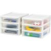 imageIRIS USA Plastic Stacking Desk Top 3Drawer Storage Organizer 4Pack for Makep Vanity Nail Polish Bathroom Stationery Art Craft Supplies Kitchen Office Garage and Small Organization Small WhiteMedium