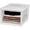 imageIRIS USA 42 Qt Plastic Drawer Storage Organizer Stacking Drawers 4Pack Stackable Unit with FlipUp Door for Clothes Bedroom Kitchen Under Sink Pantry Craft Room Bathroom Dorm Office White