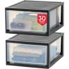 imageIRIS USA 47 Qt Plastic Drawer Storage Organizer Stacking Drawers 2Pack Stackable Unit with Sliding Drawer for Clothes Bedroom Kitchen Under Sink Pantry Craft Room Bathroom Dorm Office BlackBlack