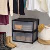 imageIRIS USA 47 Qt Plastic Drawer Storage Organizer Stacking Drawers 2Pack Stackable Unit with Sliding Drawer for Clothes Bedroom Kitchen Under Sink Pantry Craft Room Bathroom Dorm Office BlackBlack