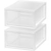 imageIRIS USA 47 Qt Plastic Drawer Storage Organizer Stacking Drawers 2Pack Stackable Unit with Sliding Drawer for Clothes Bedroom Kitchen Under Sink Pantry Craft Room Bathroom Dorm Office White30 Qt