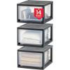 imageIRIS USA 47 Qt Plastic Drawer Storage Organizer Stacking Drawers 2Pack Stackable Unit with Sliding Drawer for Clothes Bedroom Kitchen Under Sink Pantry Craft Room Bathroom Dorm Office BlackBlack