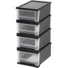 imageIRIS USA 47 Qt Plastic Drawer Storage Organizer Stacking Drawers 2Pack Stackable Unit with Sliding Drawer for Clothes Bedroom Kitchen Under Sink Pantry Craft Room Bathroom Dorm Office BlackBlack