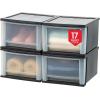 imageIRIS USA 47 Qt Plastic Drawer Storage Organizer Stacking Drawers 2Pack Stackable Unit with Sliding Drawer for Clothes Bedroom Kitchen Under Sink Pantry Craft Room Bathroom Dorm Office BlackBlack