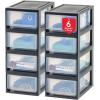 imageIRIS USA 47 Qt Plastic Drawer Storage Organizer Stacking Drawers 2Pack Stackable Unit with Sliding Drawer for Clothes Bedroom Kitchen Under Sink Pantry Craft Room Bathroom Dorm Office BlackBlack