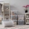 imageIRIS USA 6Pack Storage Bins with Lids 28 Quart Clear Stackable Containers Box Organize Shoes Closet Shelves Clothes Blankets Towels  BPAFree Plastic58 Qt  6 Pack